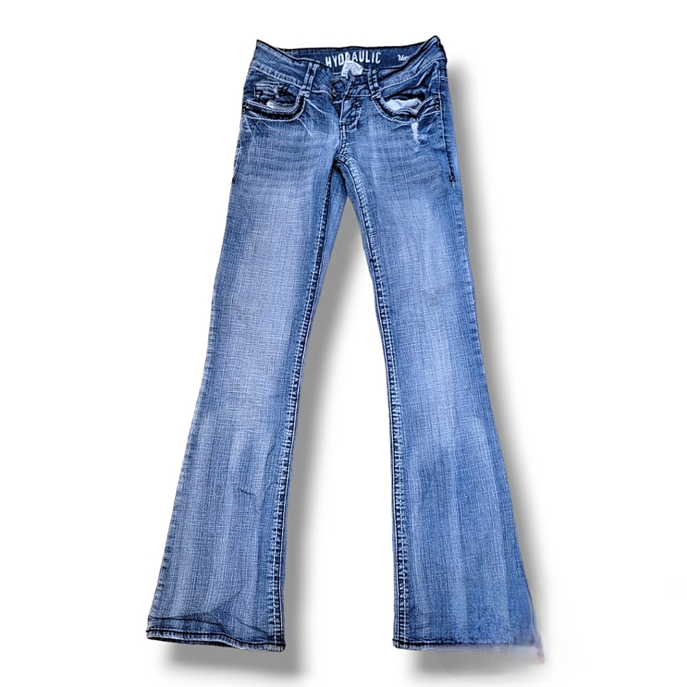Hydraulic stretch flare jeans